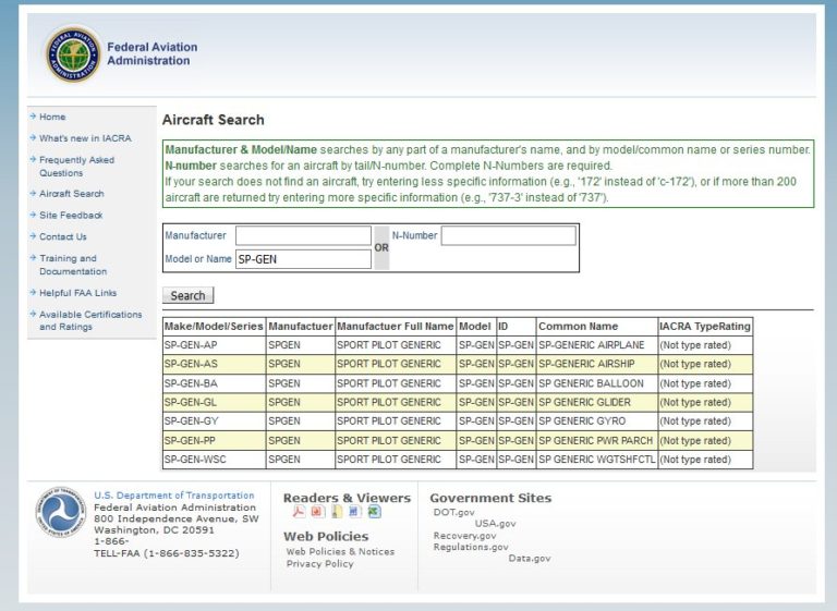 generic-lsa-aircraft-codes-for-iacra-when-aircraft-not-found